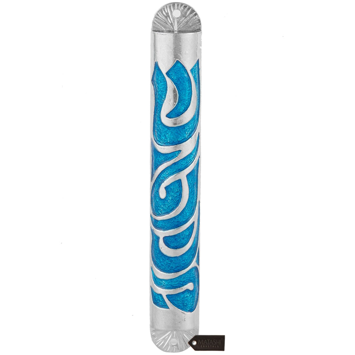 Matashi Hand Painted Blue Enamel 6 Mezuzah With Hebrew Shin Home Door Housewarming Present Gift For Holiday Festival