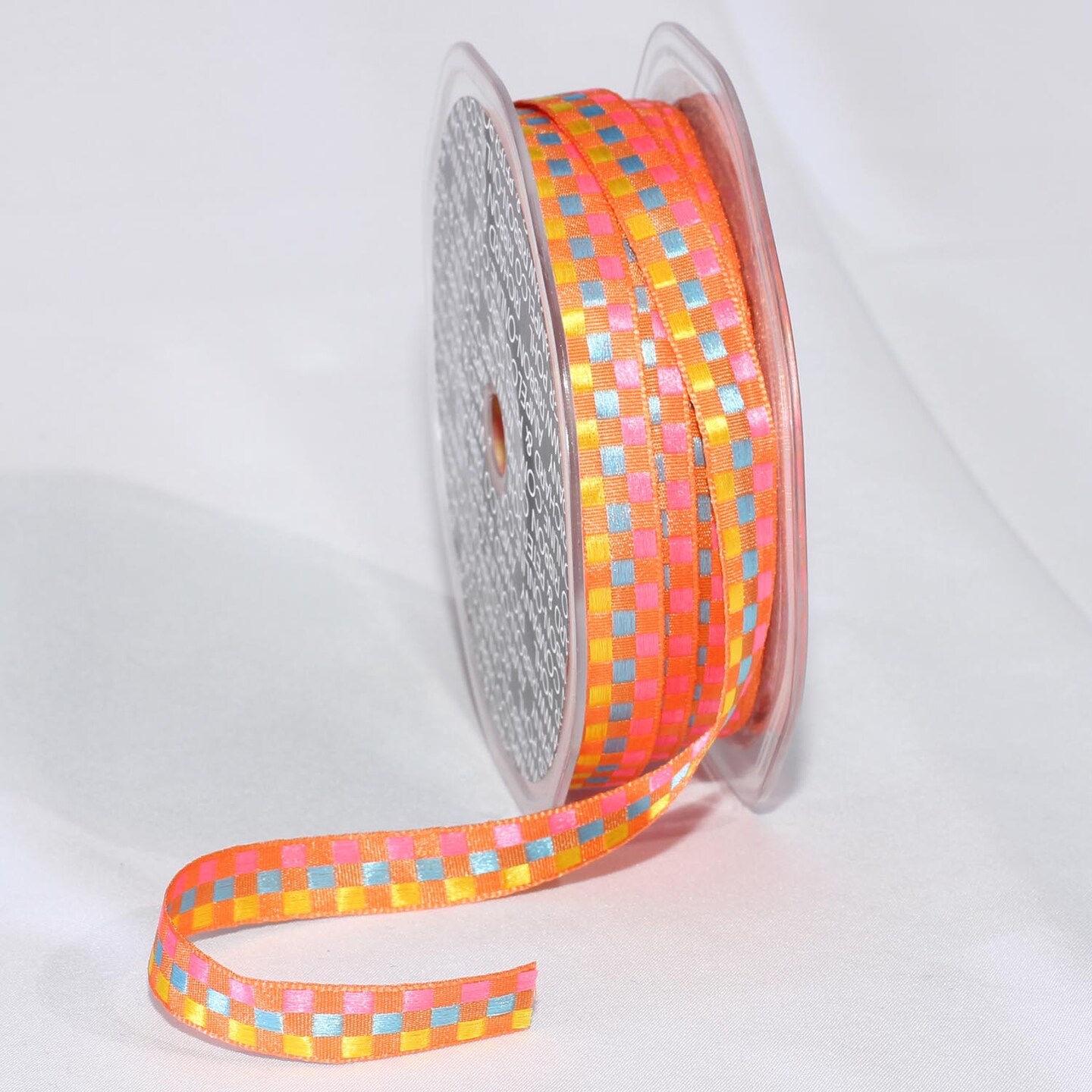 The Ribbon People Orange and Yellow Woven Edge Checkered Wired Craft ...