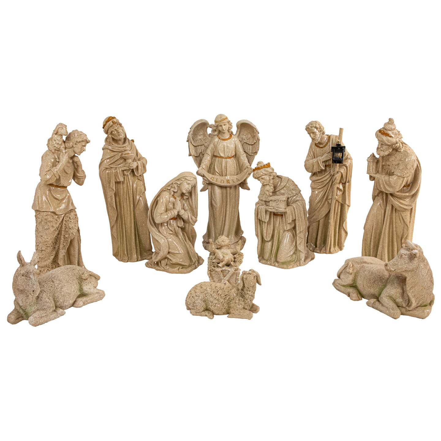 Northlight 11-Piece Speckled Brown Traditional Religious Christmas Nativity Set 22.75&#x22;