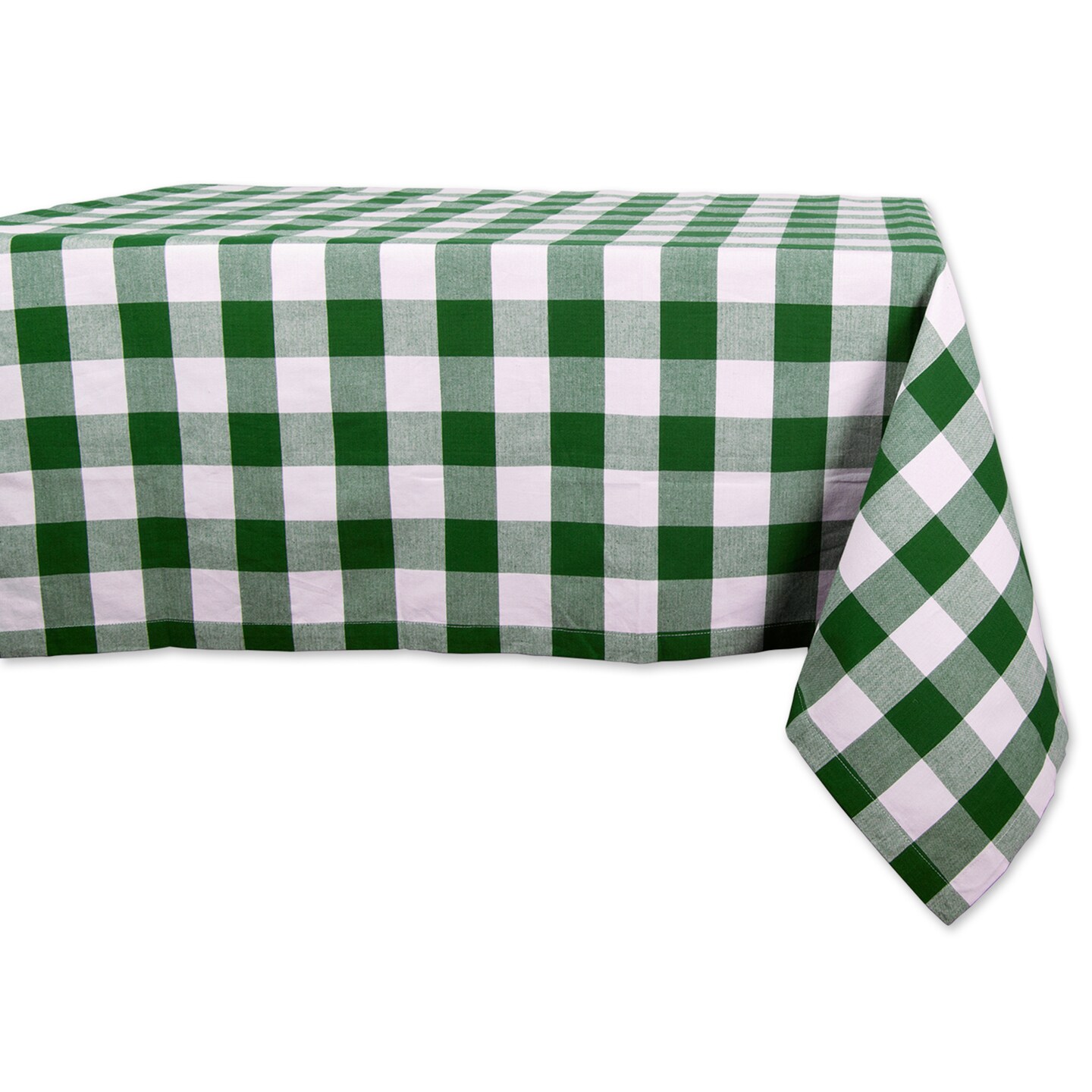 Contemporary Home Living Farmhouse Check Rectangular Cotton Tablecloth - 84" - White and Emerald Green