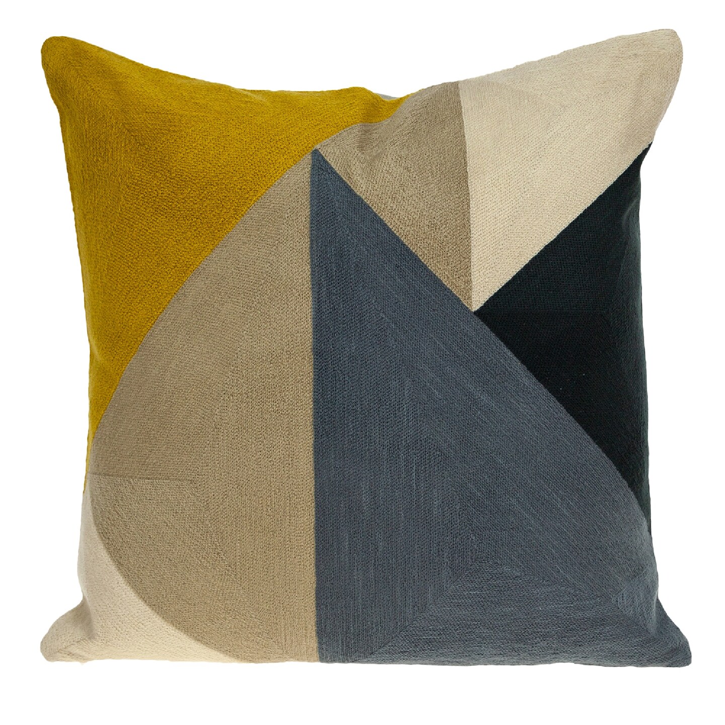 Nassau Collection 20" Beige and Gray Embroidered Geometric Square Throw Pillow Michaels