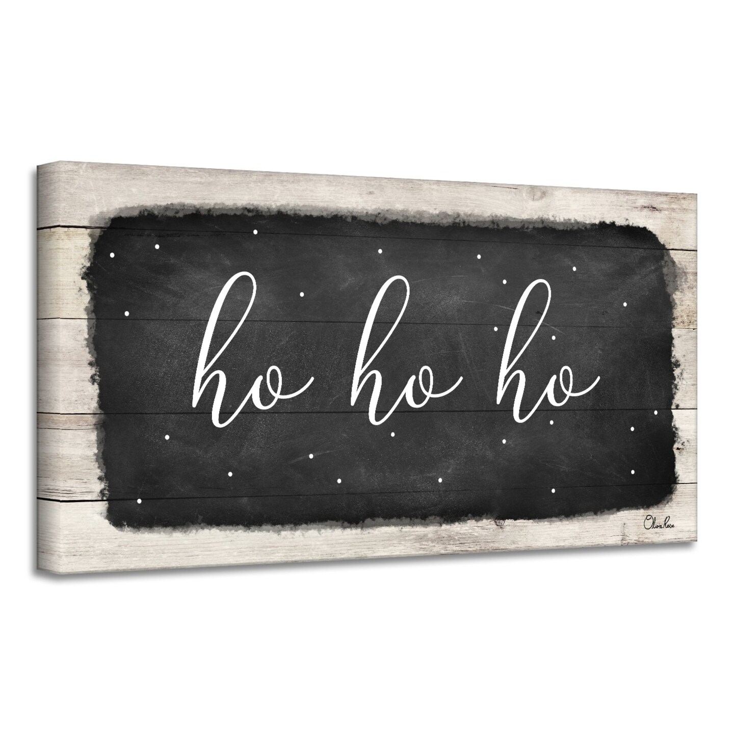 Crafted Creations Black and White 'hohoho' Canvas Christmas Wall Art Decor 8" x 16"