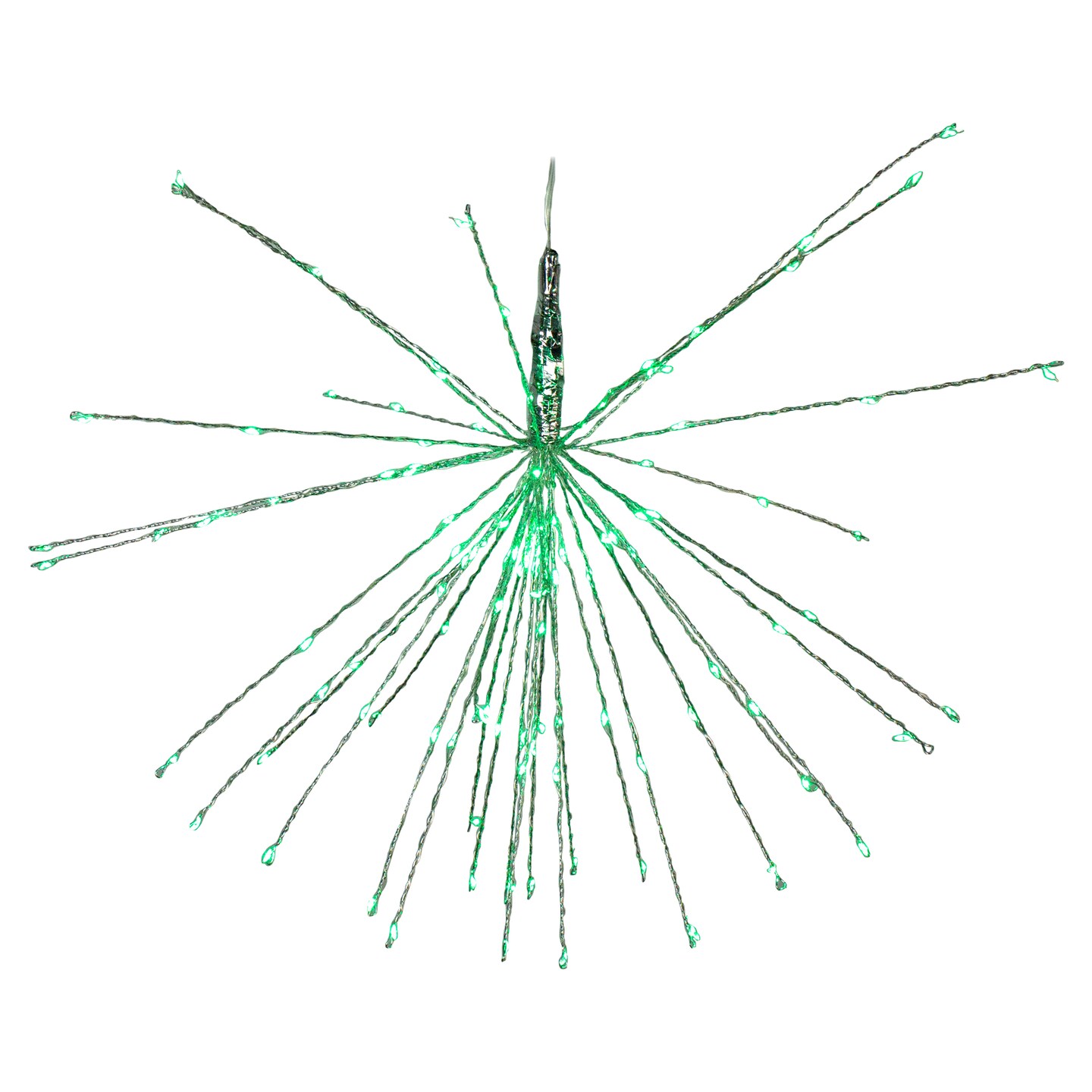 Northlight 20&#x22; LED Lighted Firework Silver Branch Hanging Decor - Green