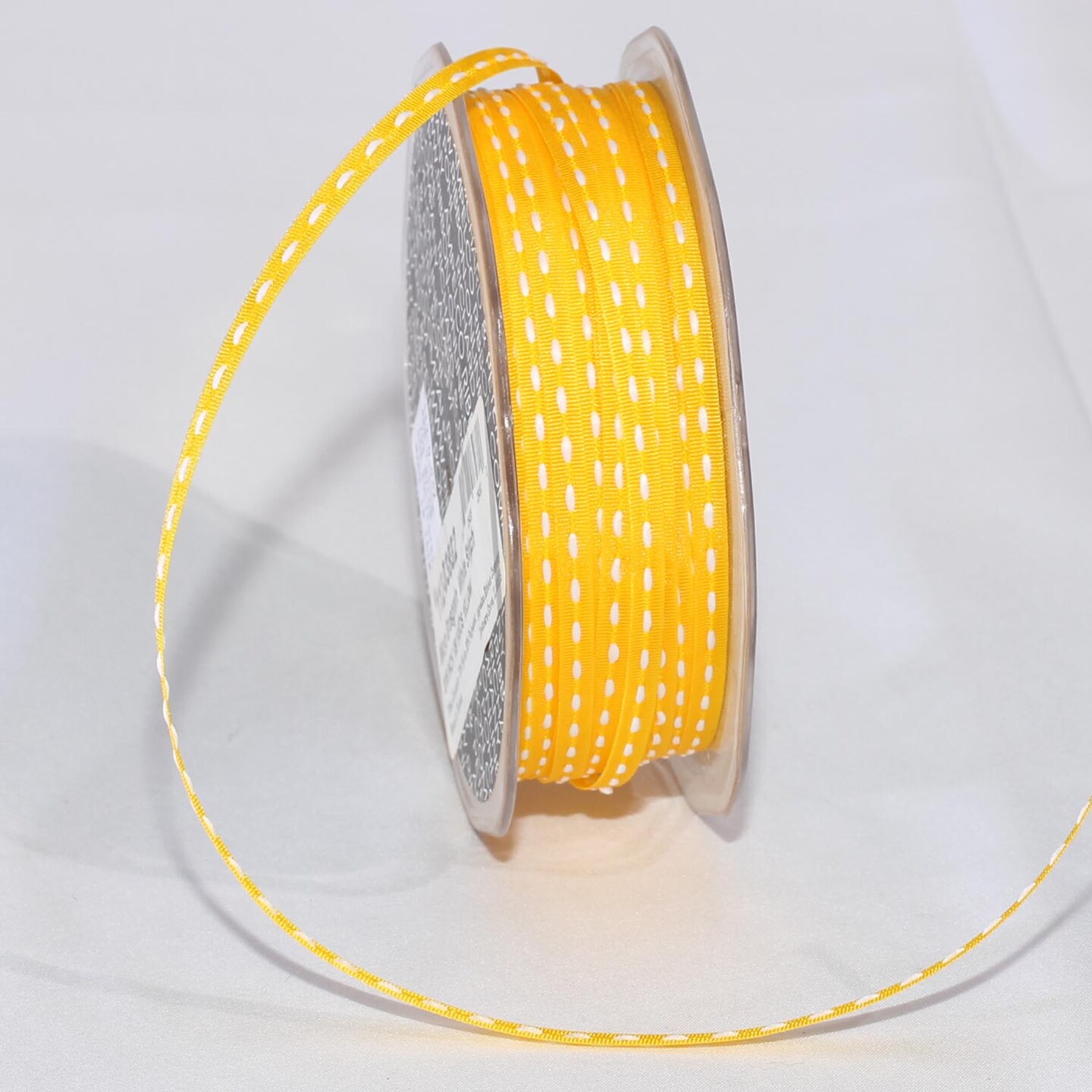 The Ribbon People Yellow and White Grosgrain Stitch Craft Ribbon 0.1875" x 218 Yards