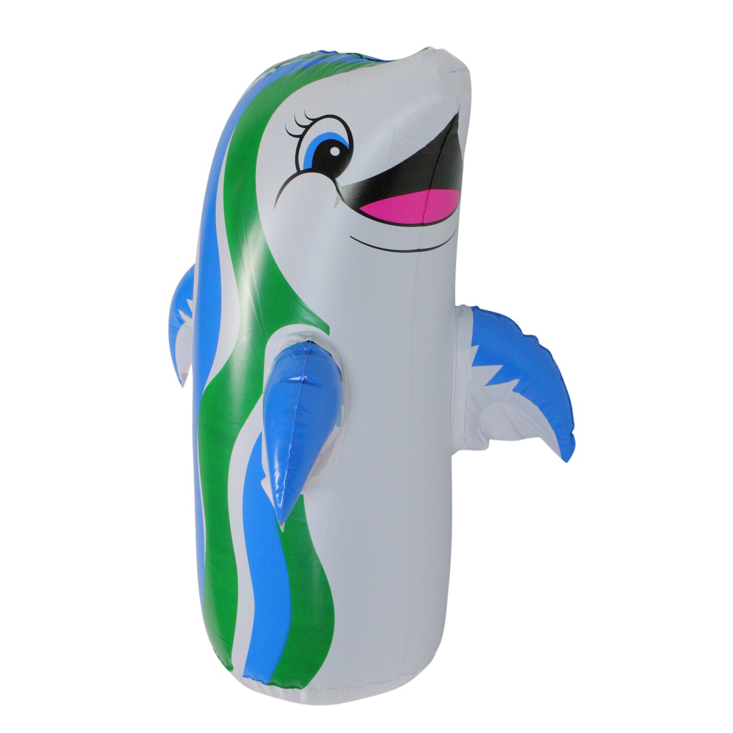 Swim Central 18&#x22; Inflatable White and Blue Dancing Dolphin Pool and Spa Bop Bag