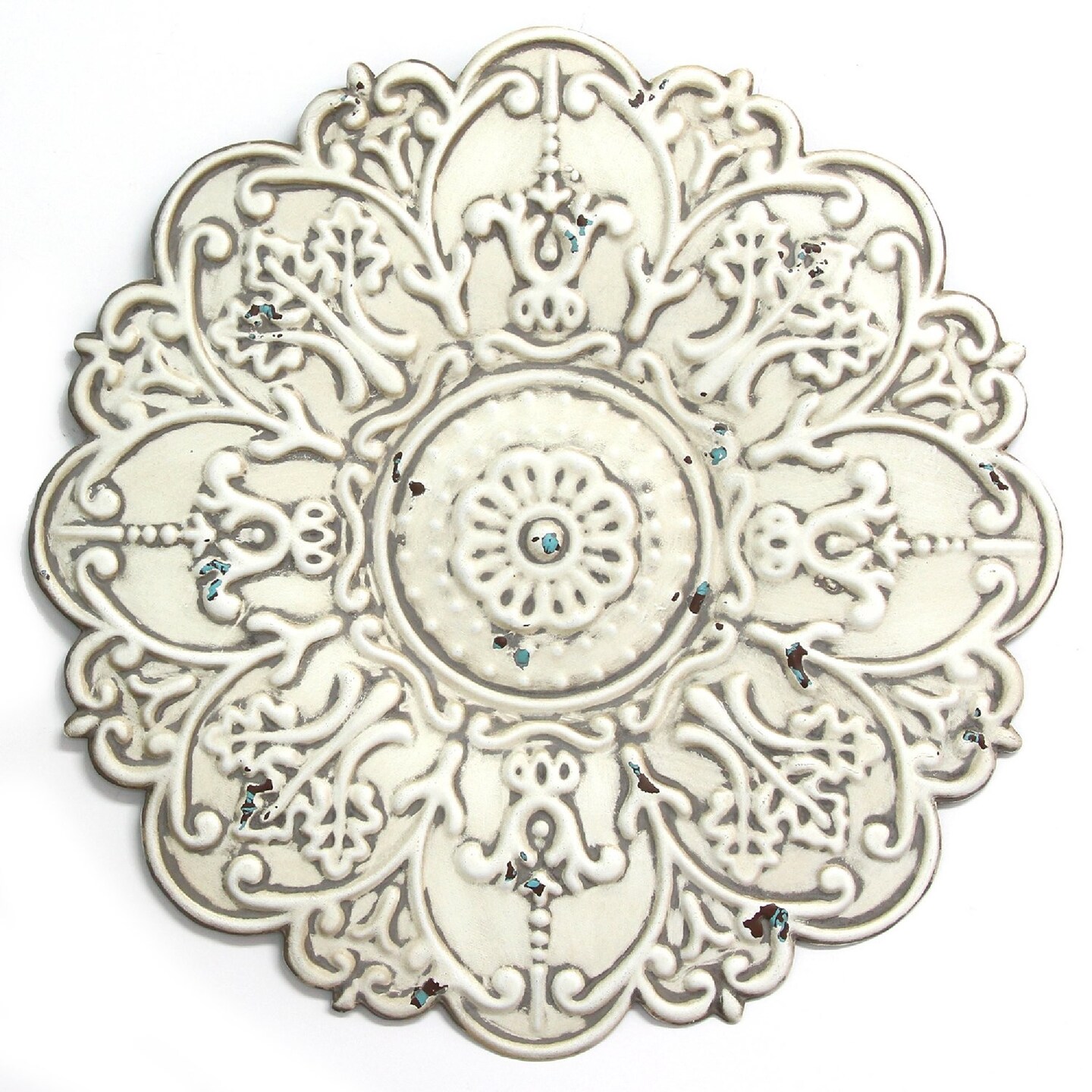 Contemporary Home Living 13" White Small Medallion Wall Decoration