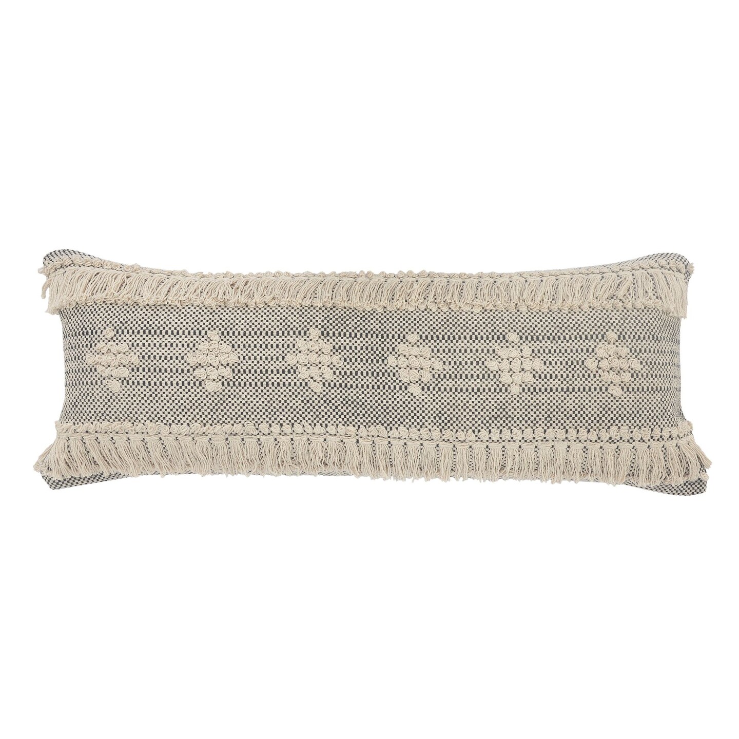 Laddha Home Designs 36&#x22; Gray and Taupe Brown Diamond Over-Tufted Rectangular Throw Pillow
