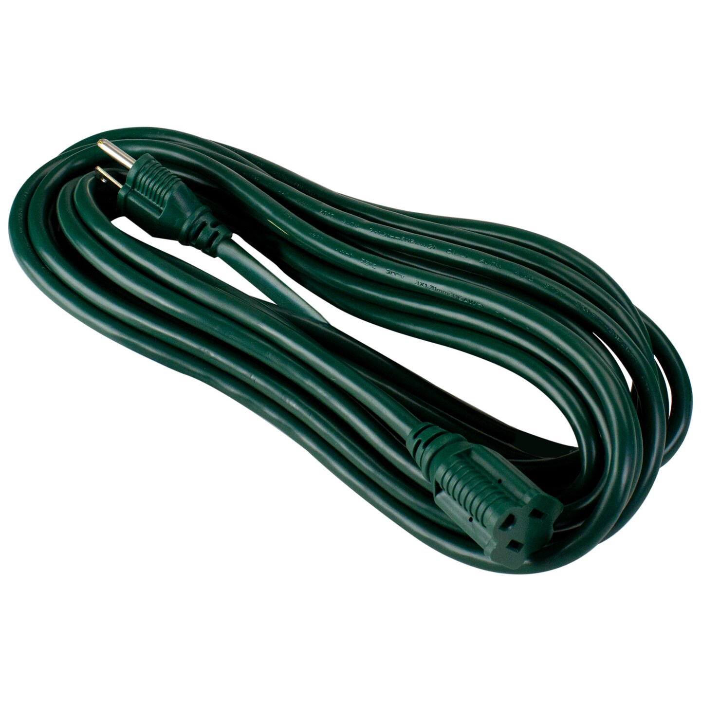 Northlight Outdoor Commercial 3-Prong Extension Power Cord with Outlet Block - 25' - Green