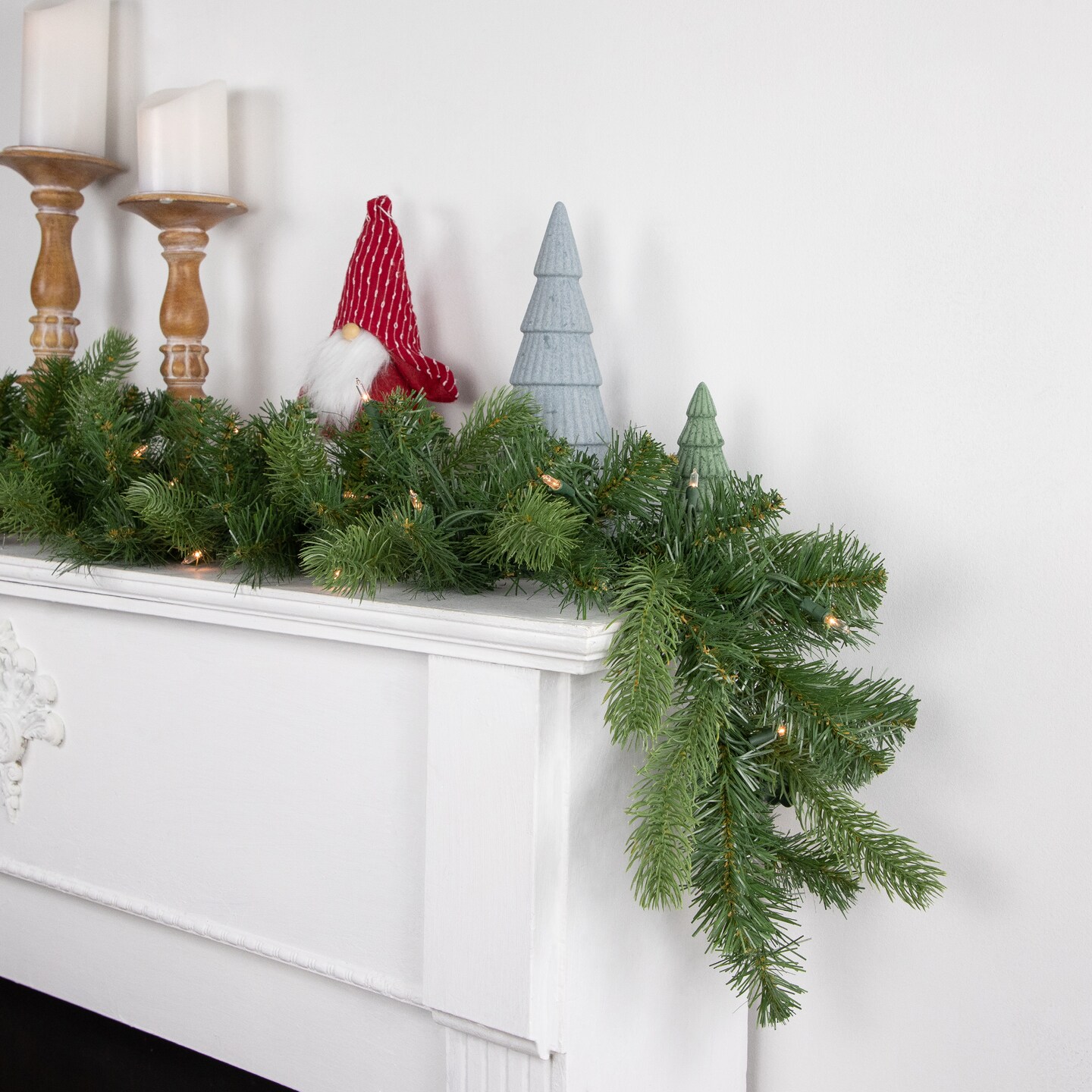 Northlight Real Touch&#x2122;&#xFE0F; Pre-Lit Noble Fir Artificial Christmas Garland - 9&#x27; x 10&#x22; - Clear Lights