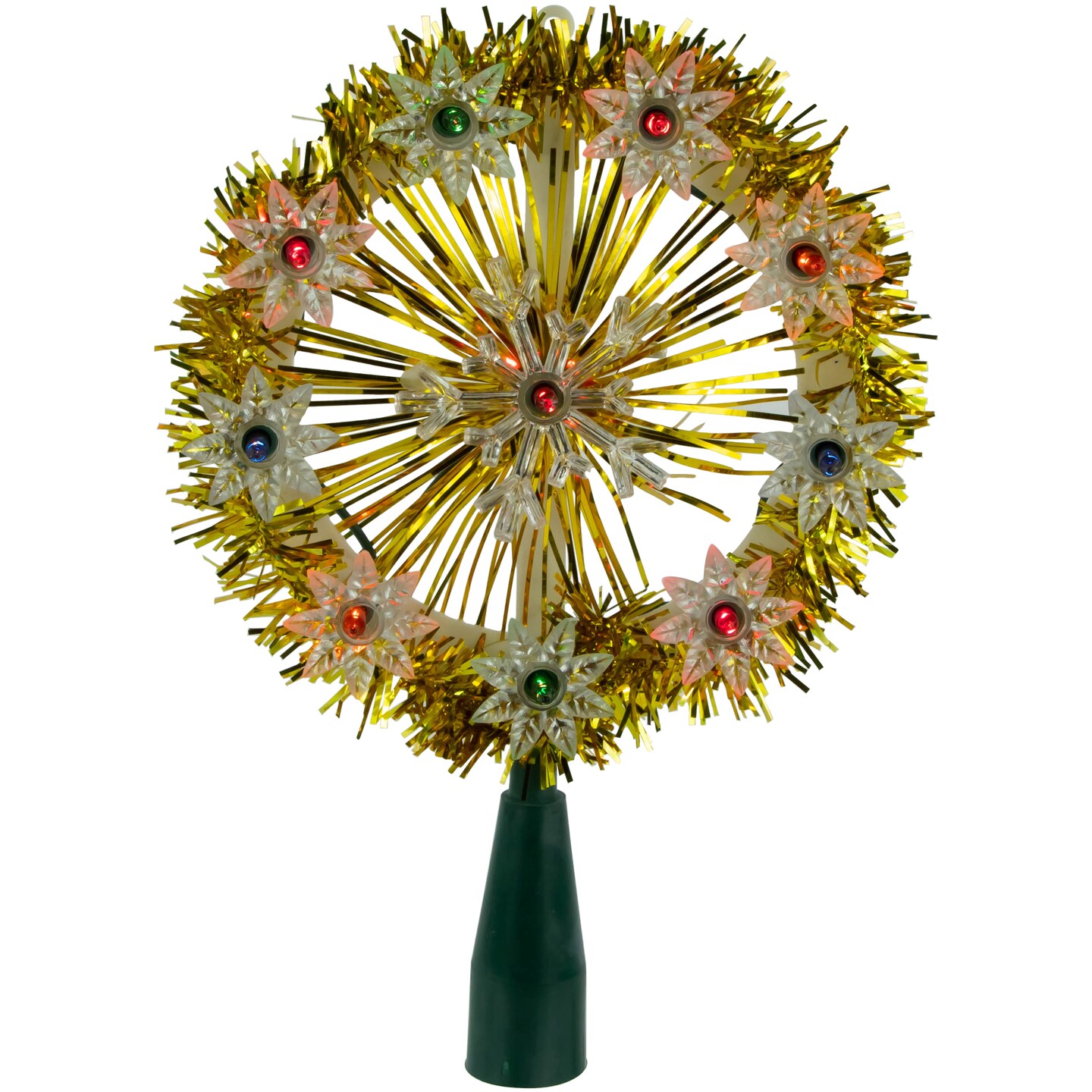 Northlight 7" Pre-Lit Gold Snowflake Starburst Christmas Tree Topper - Clear Lights