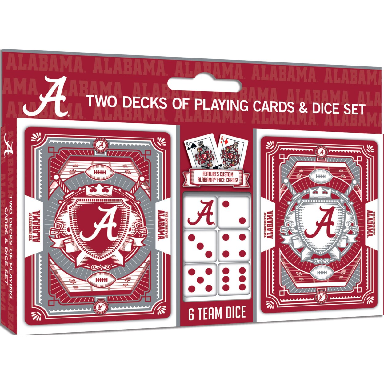 Masterpieces   Officially Licensed NCAA Alabama Crimson Tide 2-Pack Playing cards &#x26; Dice set for Adults