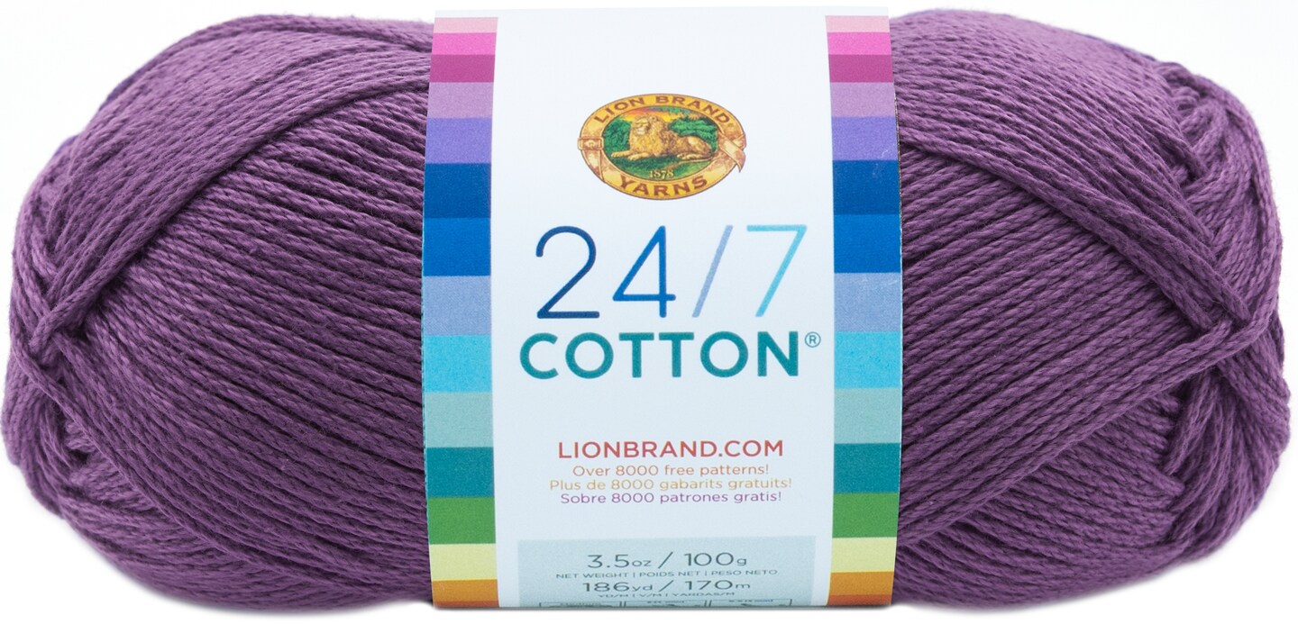 Lion Brand 24/7 Cotton Yarn-Purple