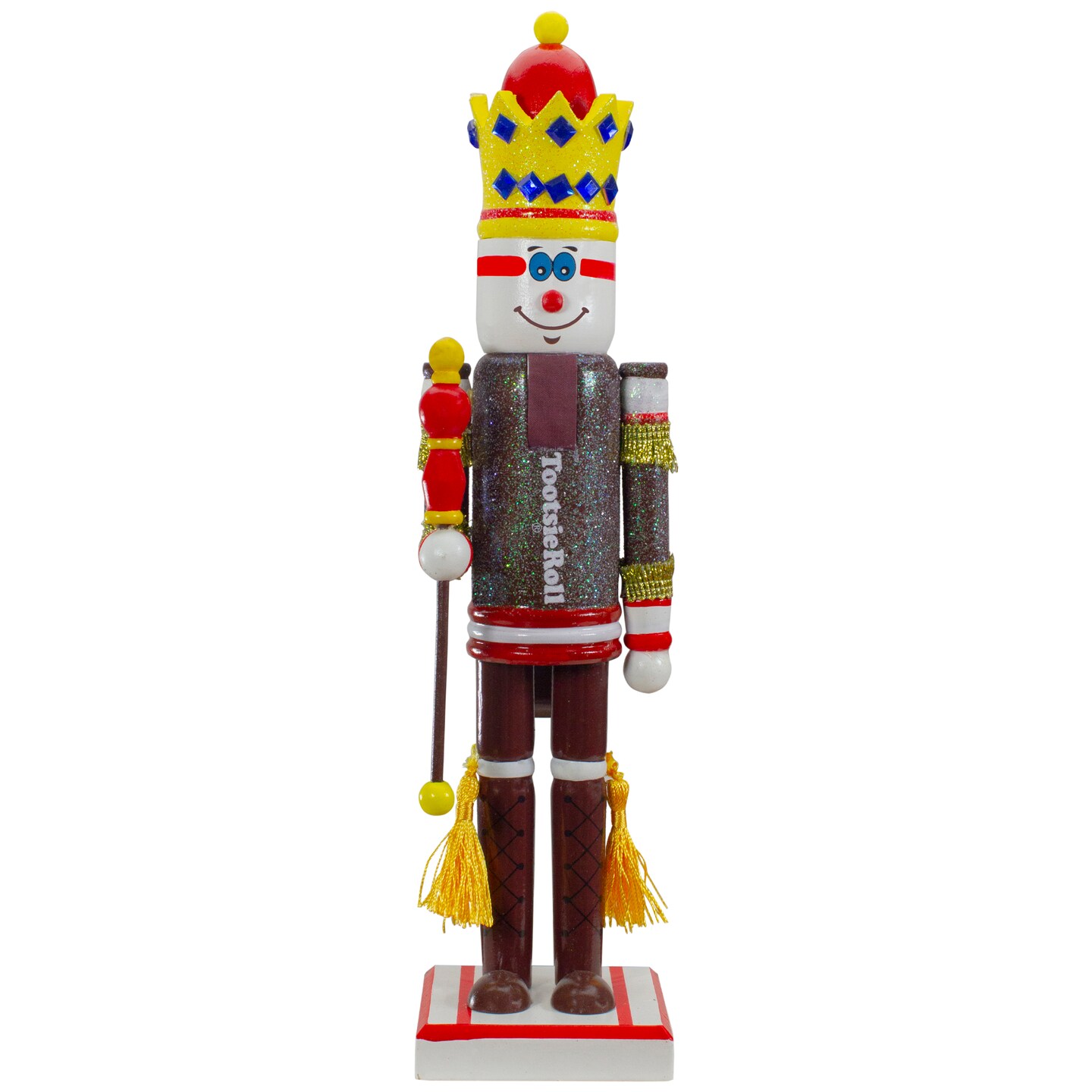 Northlight 14&#x22; Tootsie Roll Wooden Christmas Nutcracker Figure with Scepter