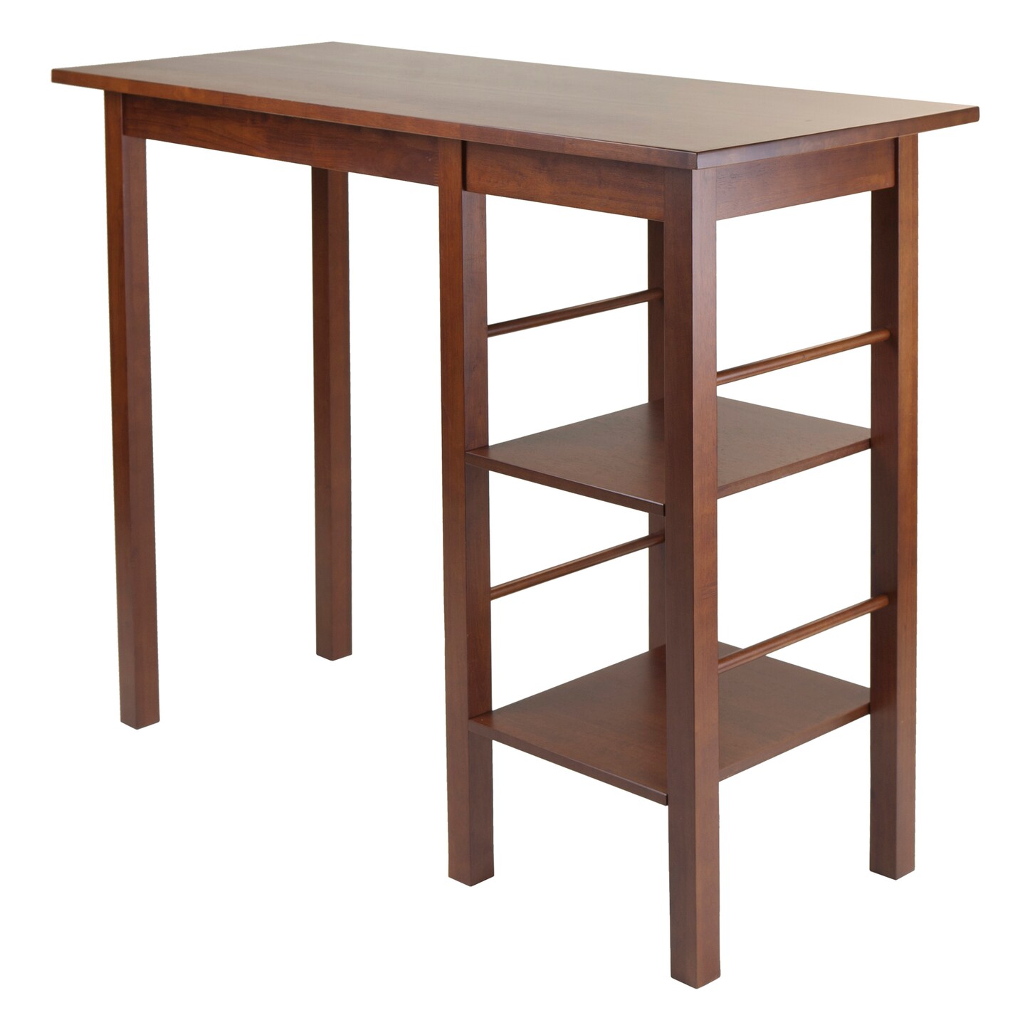Contemporary Home Living 44.75&#x201D; Walnut Brown Wooden Breakfast Table with Two Side Shelves