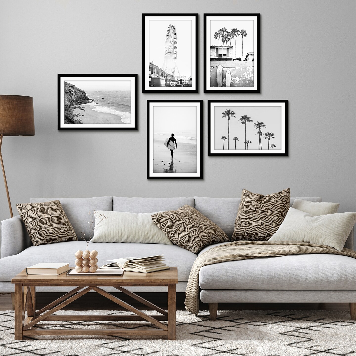 Americanflat Picture Frame Set with Mat - Set of 5 - Photo Frame Set of Five for Wall Display - Plexiglass Cover - Hanging Hardware