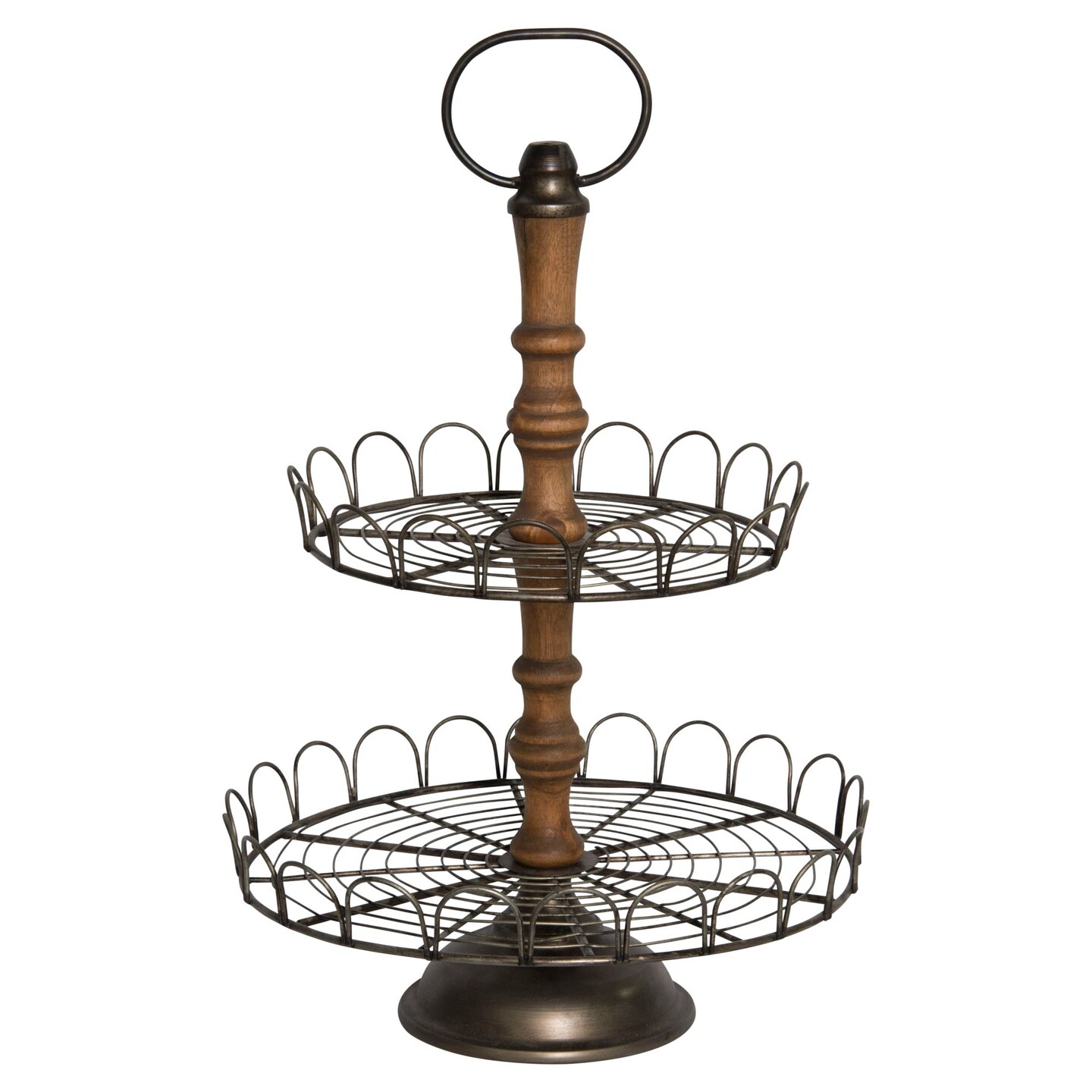 Creative Design 21" Brown and Black Two Tiered Wired Serving Tray