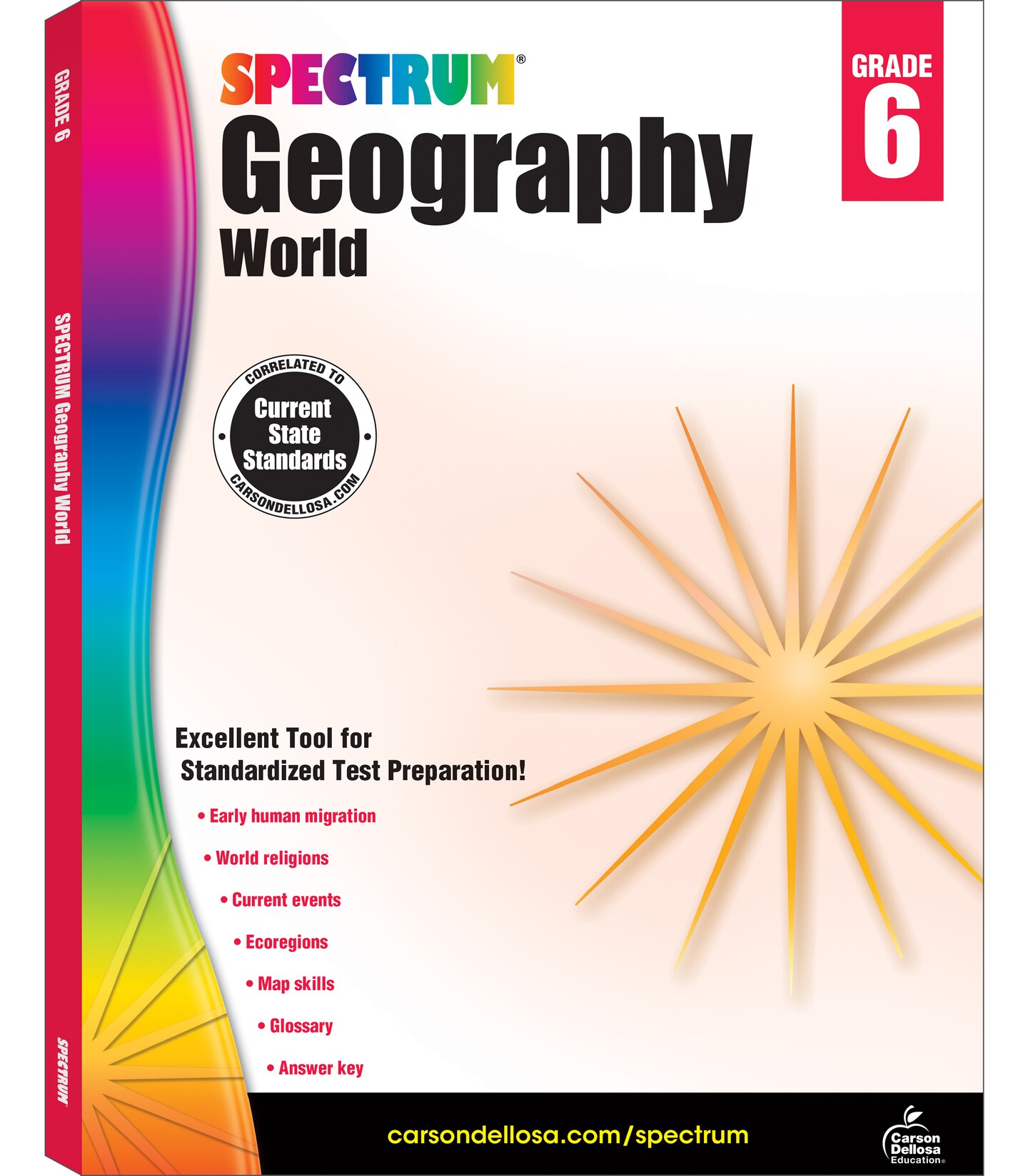 Spectrum Grade 6 Geography Workbooks, Ages 11 to 12, Geography Workbook, International Current Events, World Religions, Migration World History, and World Map Skills - 128 Pages
