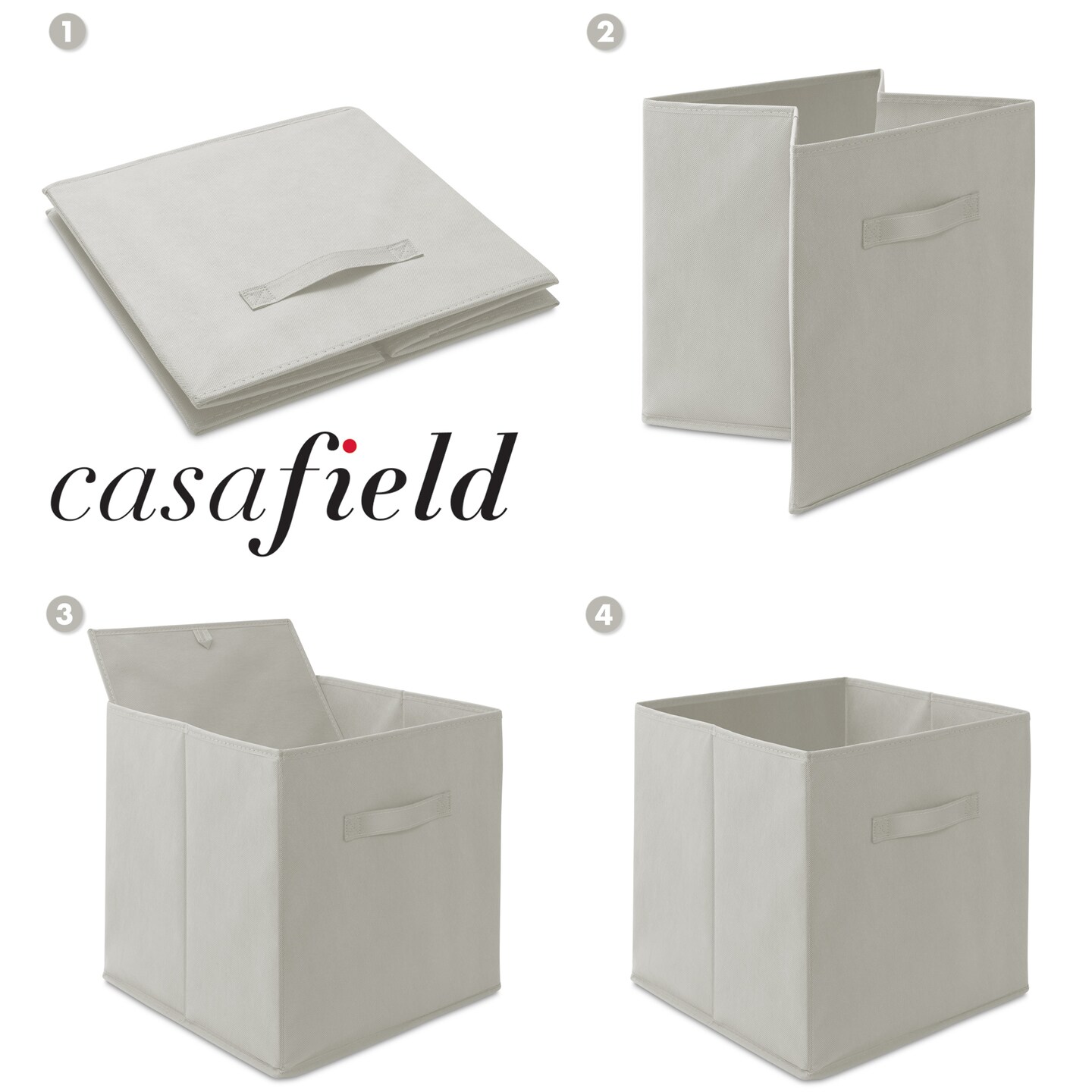 Casafield Set of 6 Collapsible Fabric Cube Storage Bins - Foldable Cloth Baskets for Shelves, Cubby Organizers & More