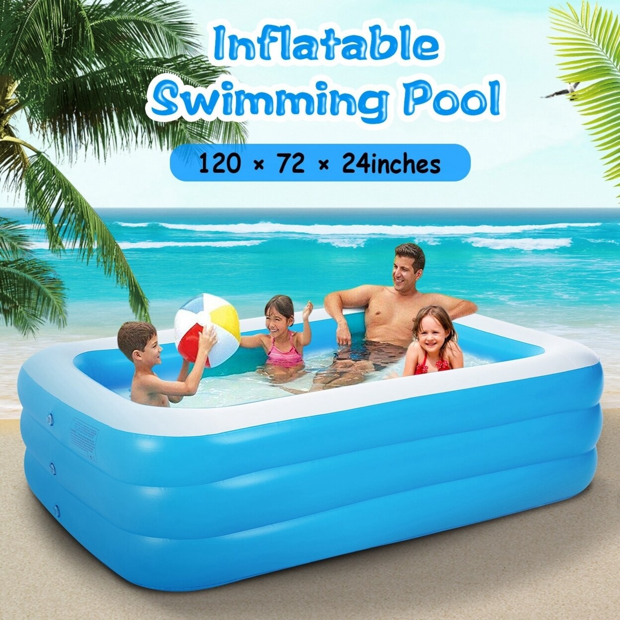 Global Phoenix 120x72x24inch Inflatable Swimming Pools Family Swim Play Center Pool