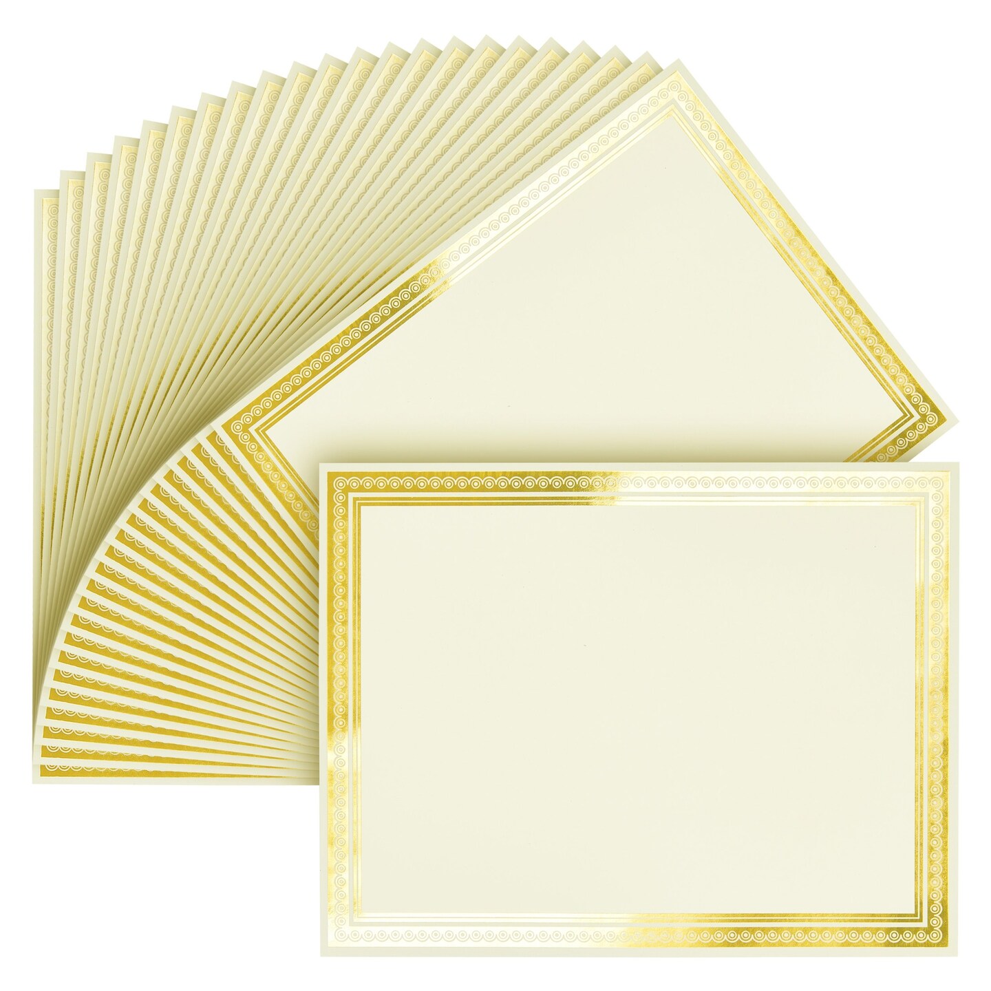 50 Sheets Gold Foil Award Certificate Paper 8.5 x 11 for Printing - Blank Cardstock for Graduation, Diploma and Achievement (Ivory)