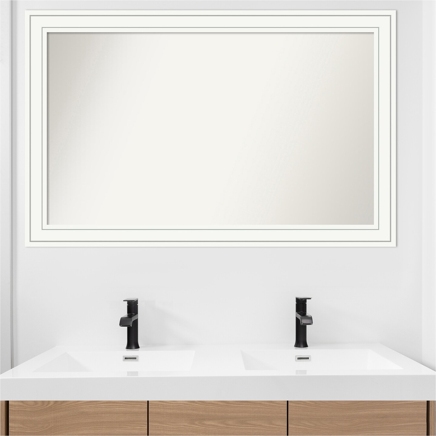 Craftsman White Non-Beveled Custom Framed Bathroom Vanity Wall Mirror