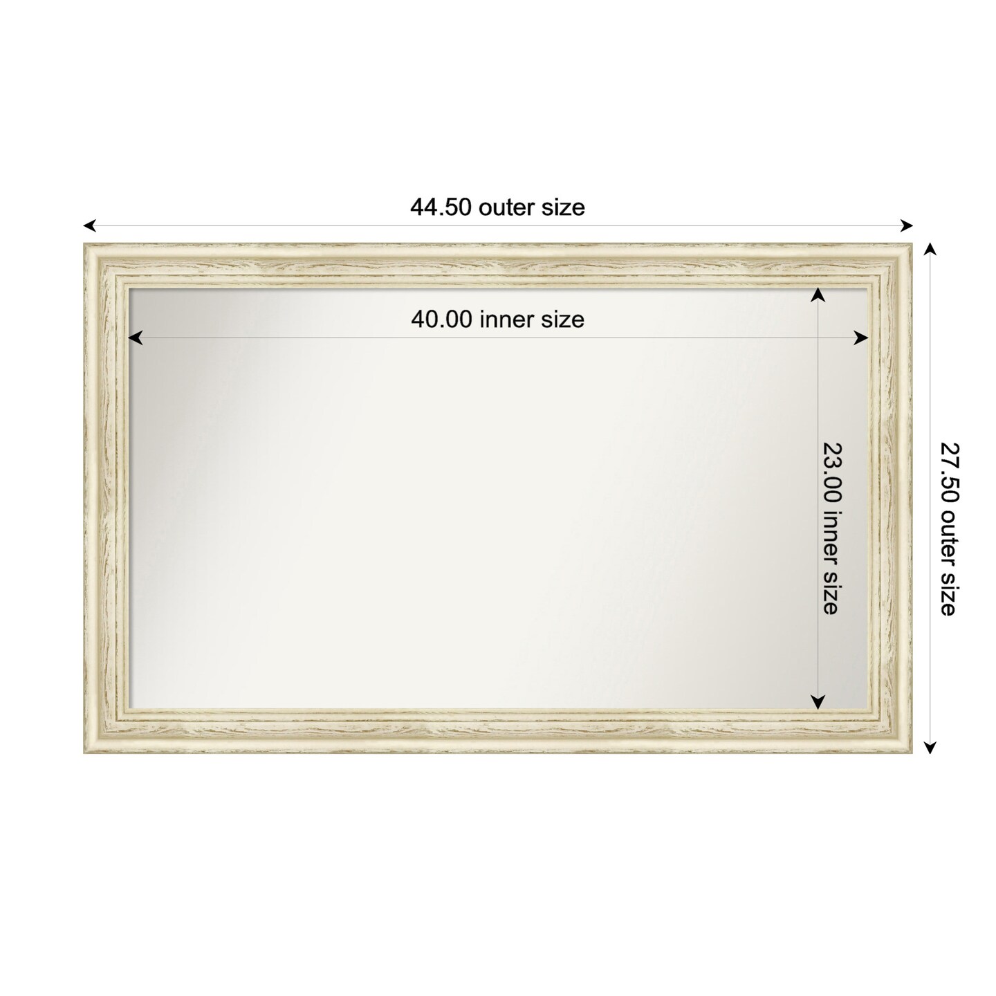 Country White Wash Non-Beveled Custom Framed Bathroom Vanity Wall Mirror