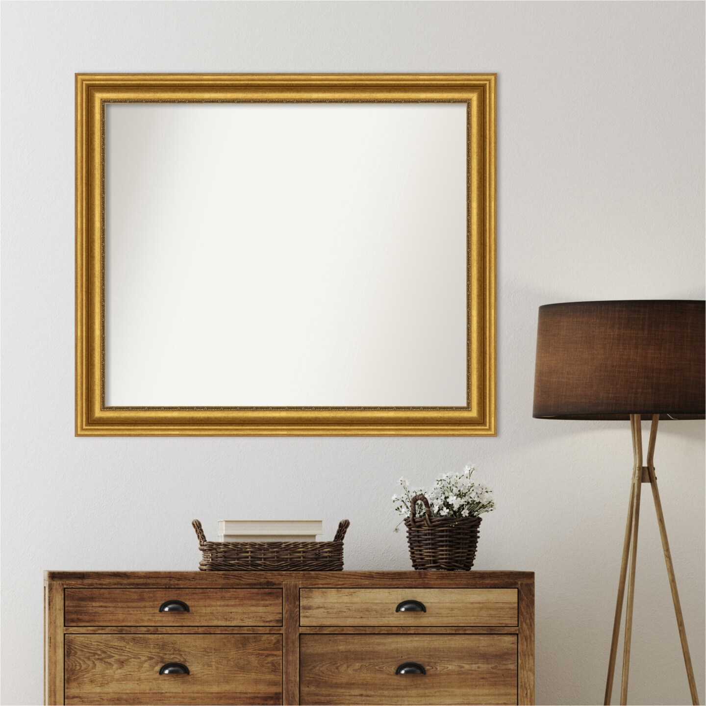 Parlor Gold Non-Beveled Custom Framed Bathroom Vanity Wall Mirror