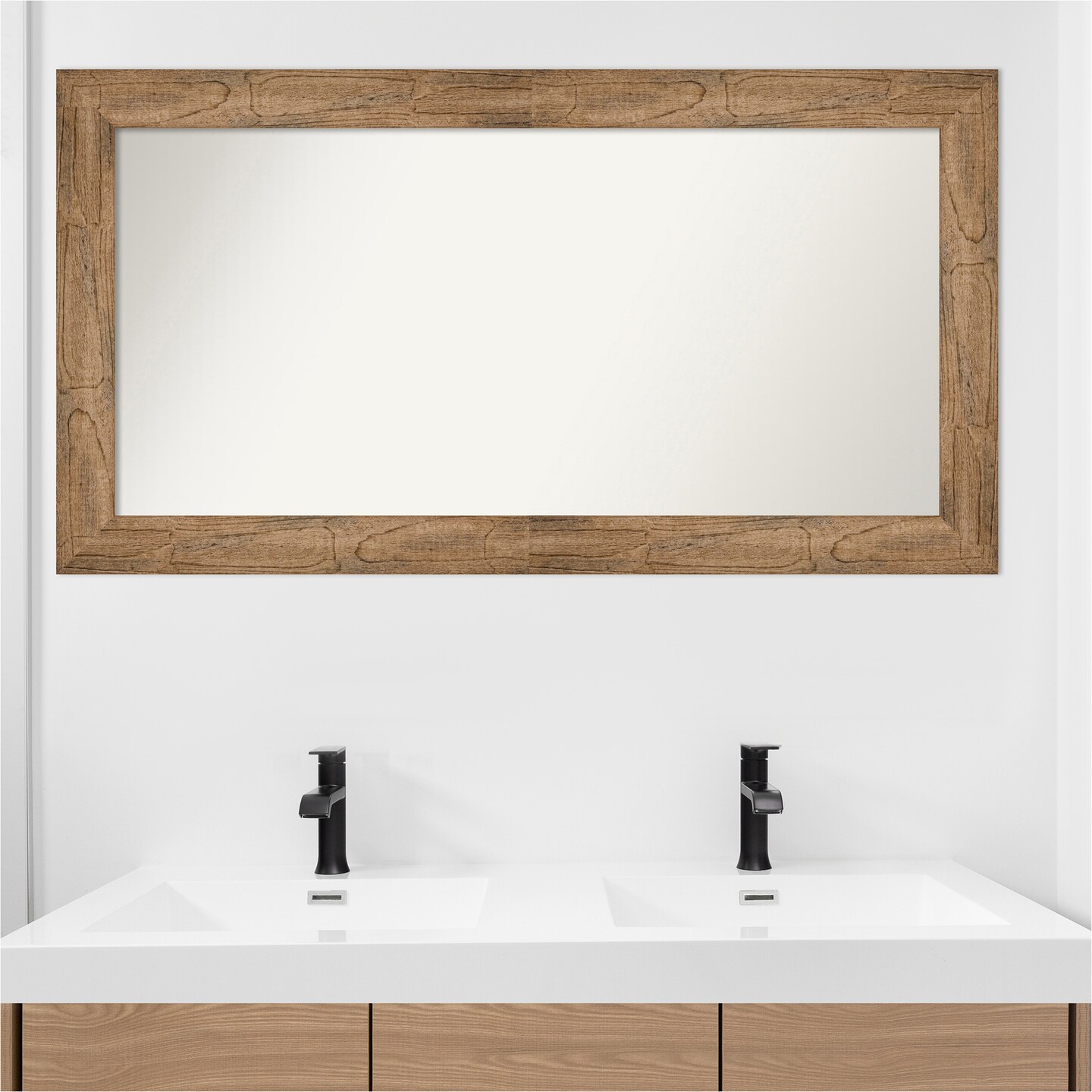 Owl Brown Non-Beveled Custom Framed Bathroom Vanity Wall Mirror