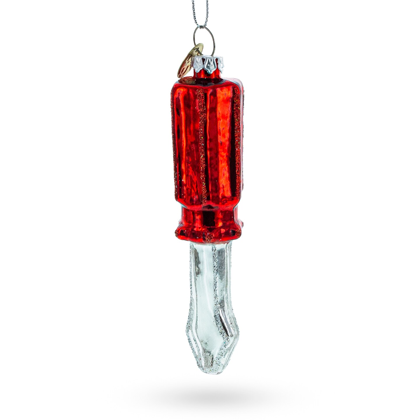 Screwdriver with Red Handle Blown Glass Christmas Ornament