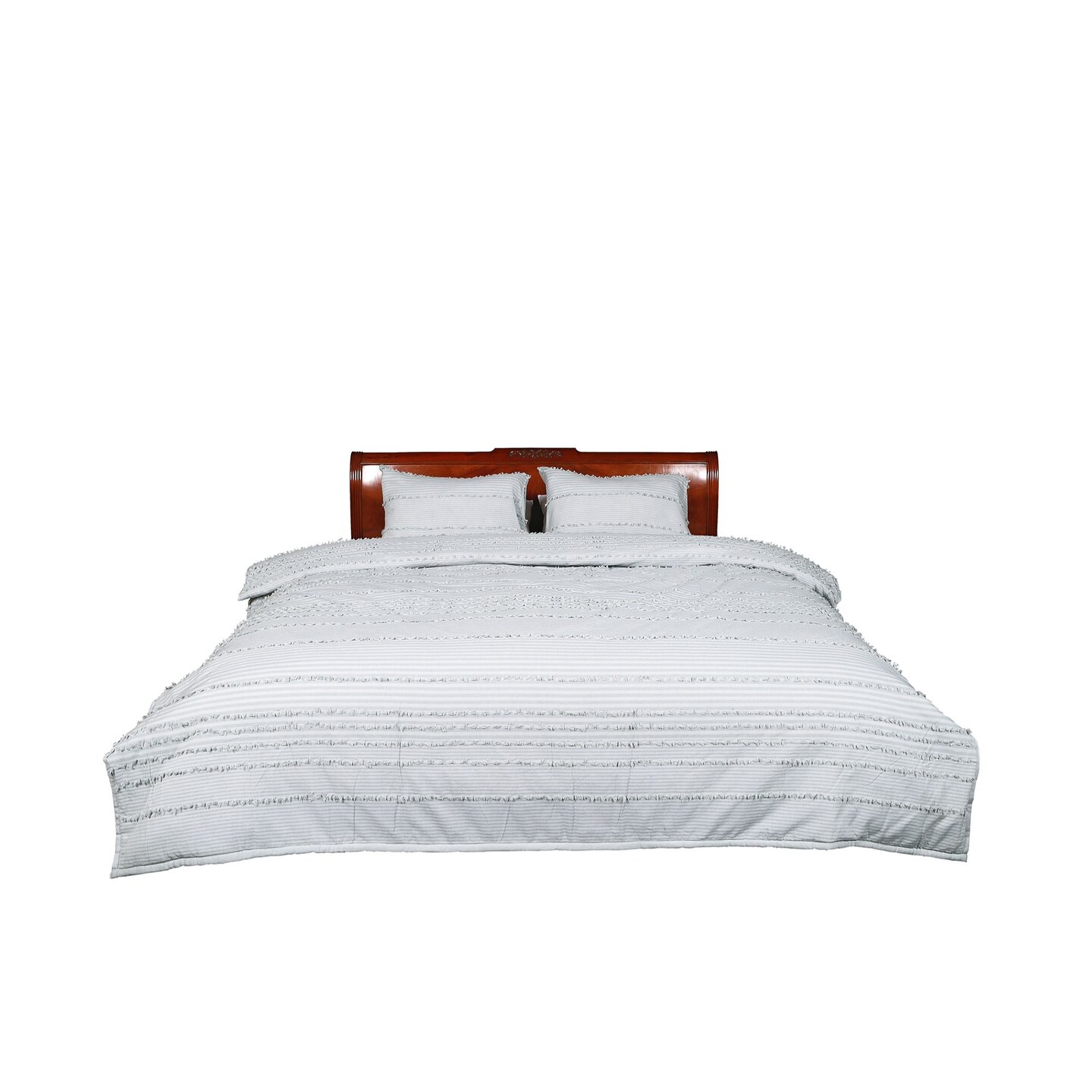 Contemporary Home Living 92" Gray and Black Striped Reversible Comforter Bedding Set - Queen Size