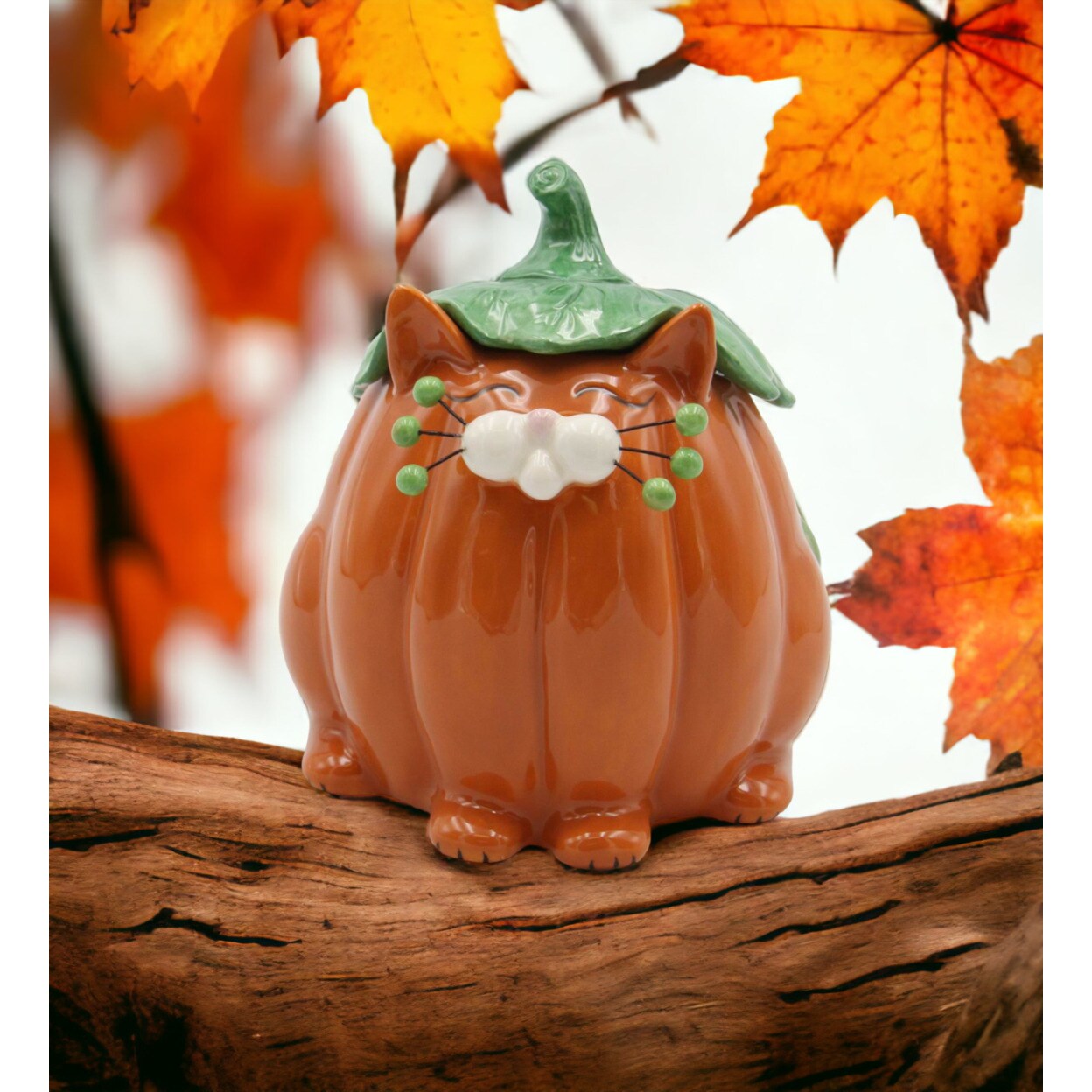 kevinsgiftshoppe Ceramic  Pumpkin Cat Candy Box Home Decor   Kitchen Decor Fall Decor Halloween Decor