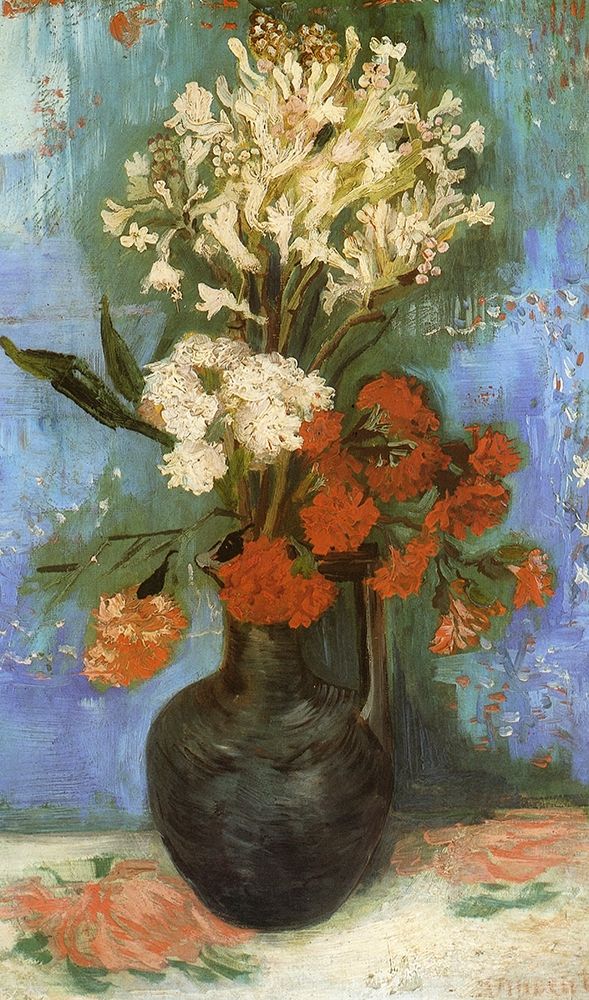 Vase Carnations And Other Flowers Poster Print by Vincent Van Gogh - Item # VARPDX374581