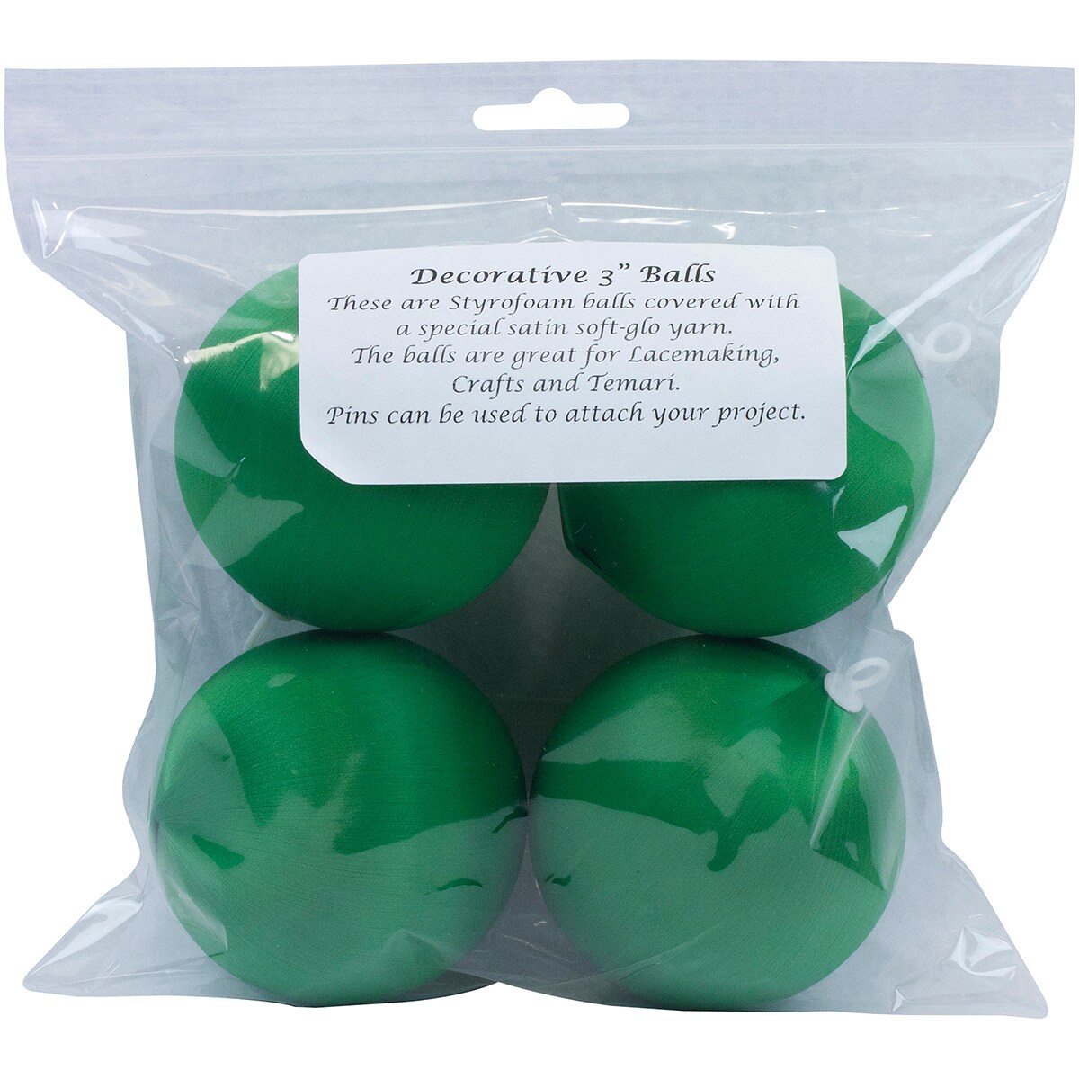 Handy Hands Decor Satin Covered Styrofoam Balls 3" 4/Pkg-Christmas Green