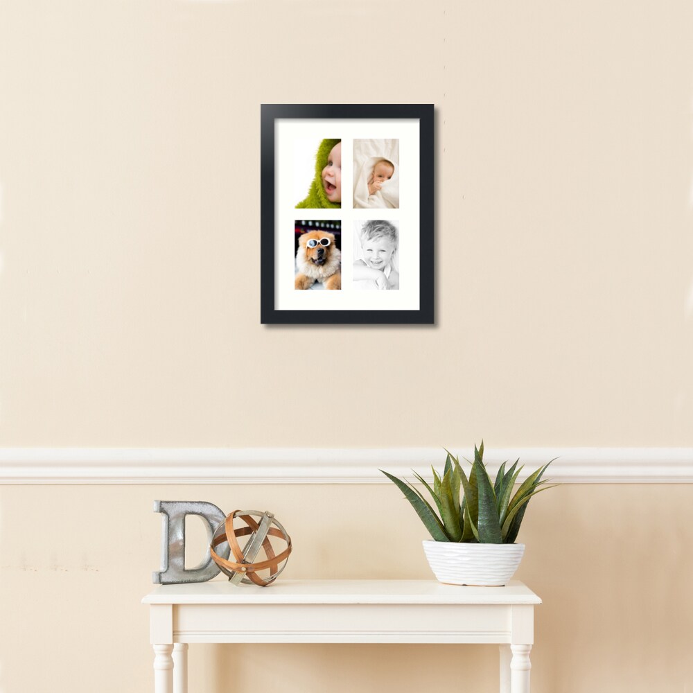 ArtToFrames Collage Photo Picture Frame with 4 - 4x6 inch Openings, Framed in Black with Over 62 Mat Color Options and Regular Glass (CSM-3926-2)