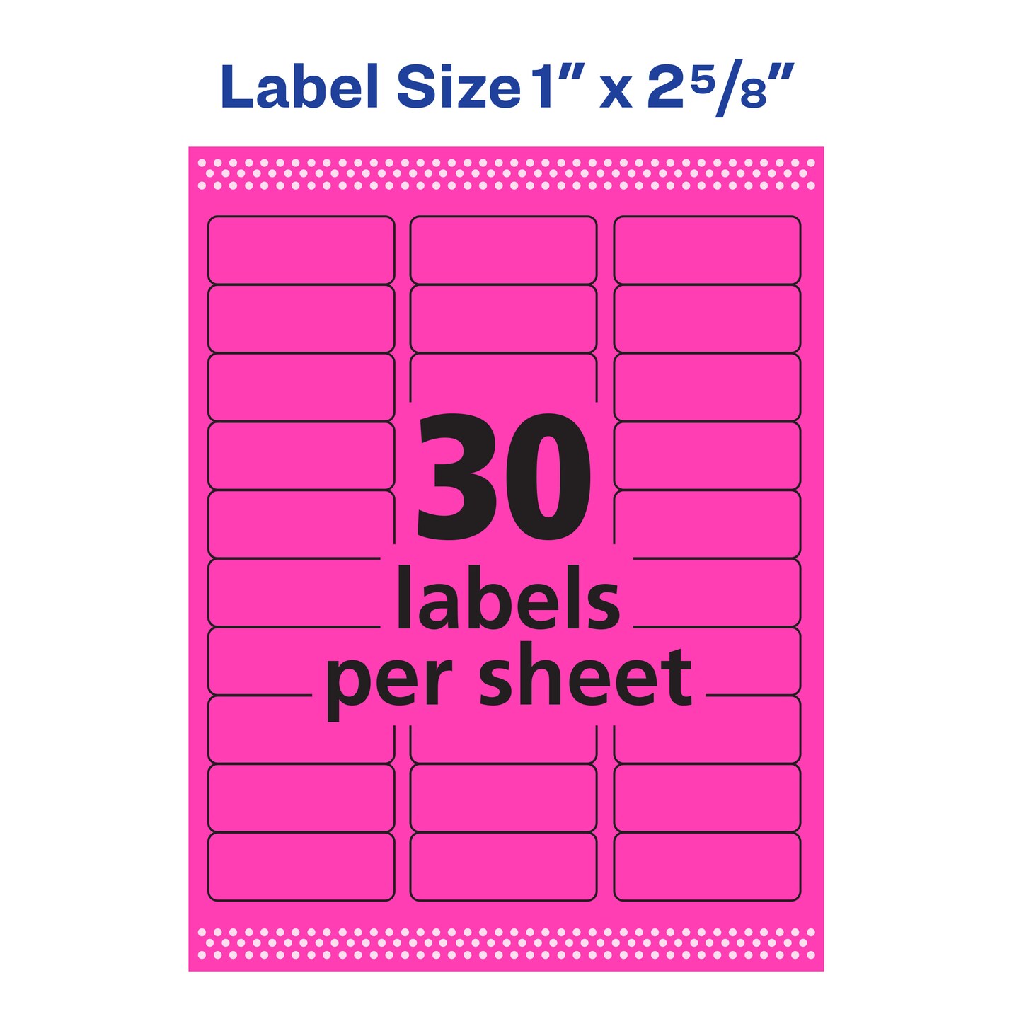 Avery Neon Address Labels with Sure Feed for Laser Printers, 1&#x22; x 2 5/8&#x22;, 750 Pink Labels (5970)
