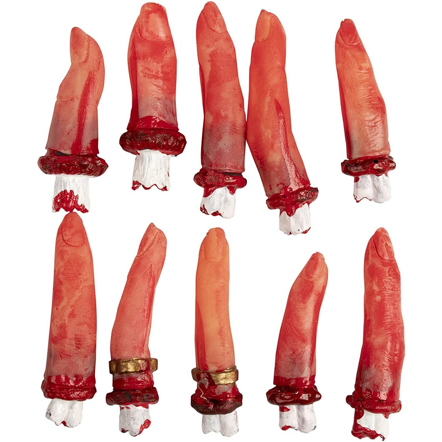 BLUE PANDA 10-Piece Spooky Cut Off Bloody Fingers, Scary Halloween Decorations, Realistic Halloween Body Parts Prop Set for Haunted Houses, Creepy Crime Scene Decor, and Halloween Pranks