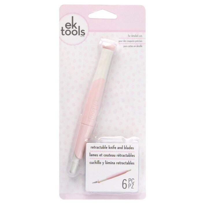 EKT Retractable Knife Pink with set of 6 blades 54000020 By American Crafts