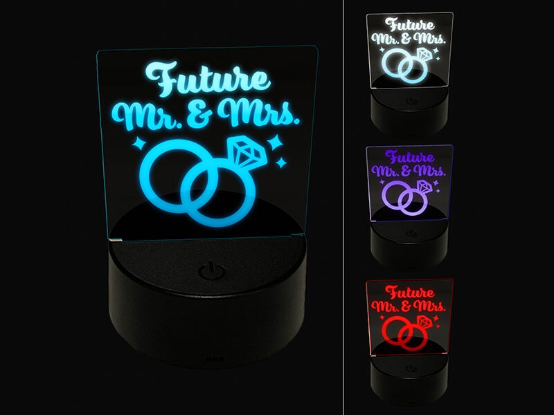 Future Mr &#x26; Mrs Wedding Engagement 3D Illusion LED Night Light Sign Nightstand Desk Lamp