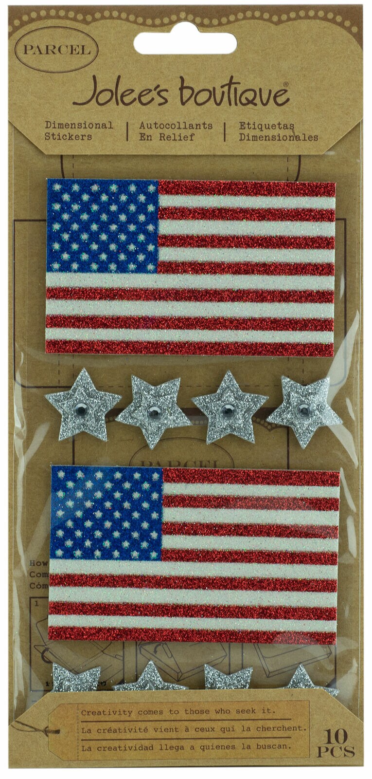 Jolee&#x27;s Boutique Parcel Glitter Flags &#x26; Stars Dimensional Stickers