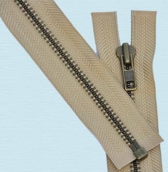 25&#x22; Jacket Zipper Heavy Weight ~ YKK #7 Antique Brass Separating ~ 573 Beige (1 Zipper)