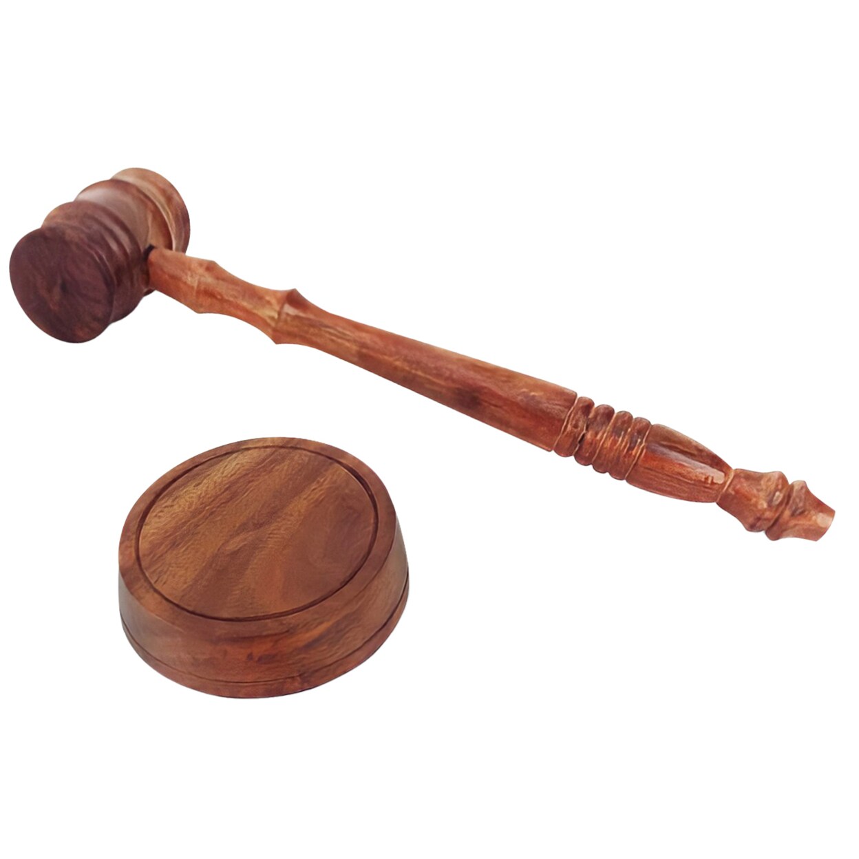 Wooden Decorative Brown Gavel Hammer With Wood Base Block For Lawyers Judges And Courts