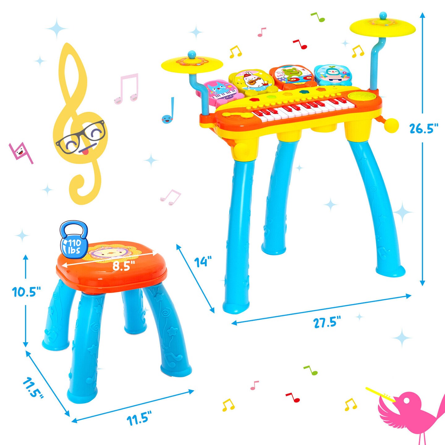 24-Key Piano Keyboard DJ Drum Combination with Microphone Ideal for Educational Musical Toy for Kids