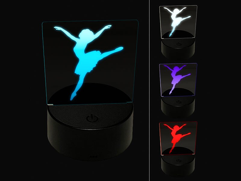 Lady Girl Ballerina Dancing Jumping Ballet Dance 3D Illusion LED Night Light Sign Nightstand Desk Lamp
