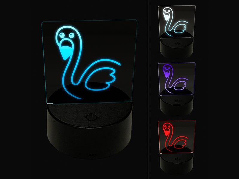 Peeking Flamingo 3D Illusion LED Night Light Sign Nightstand Desk Lamp
