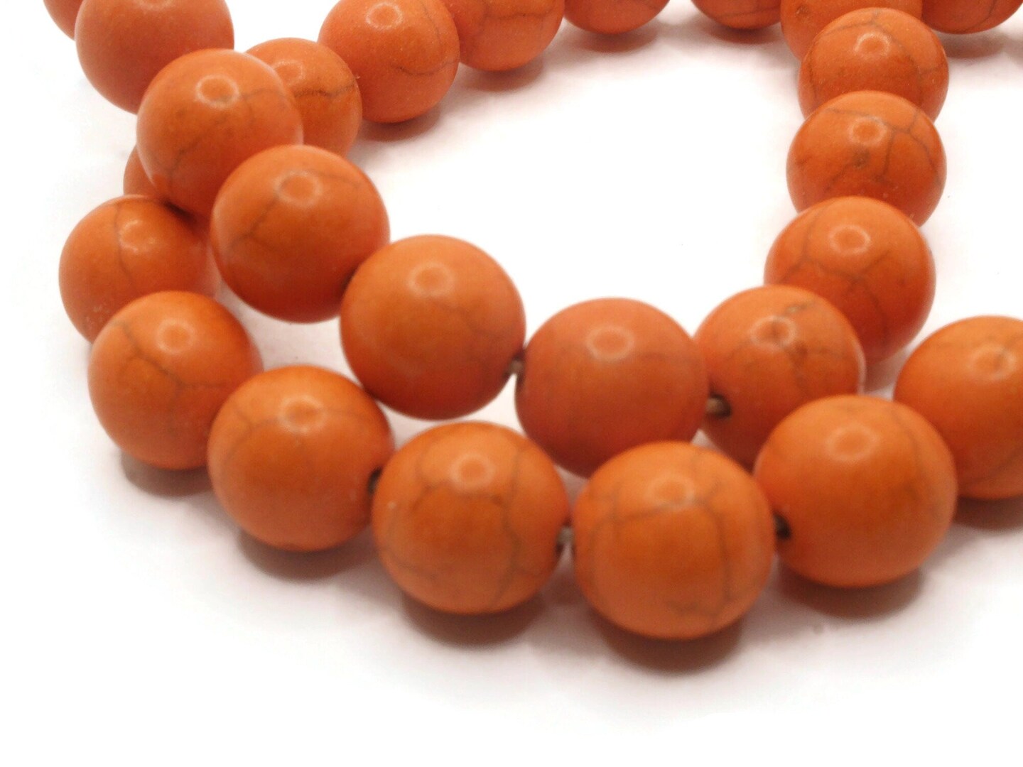 32 12mm Round Dyed Orange Synthetic Turquoise Stone Beads