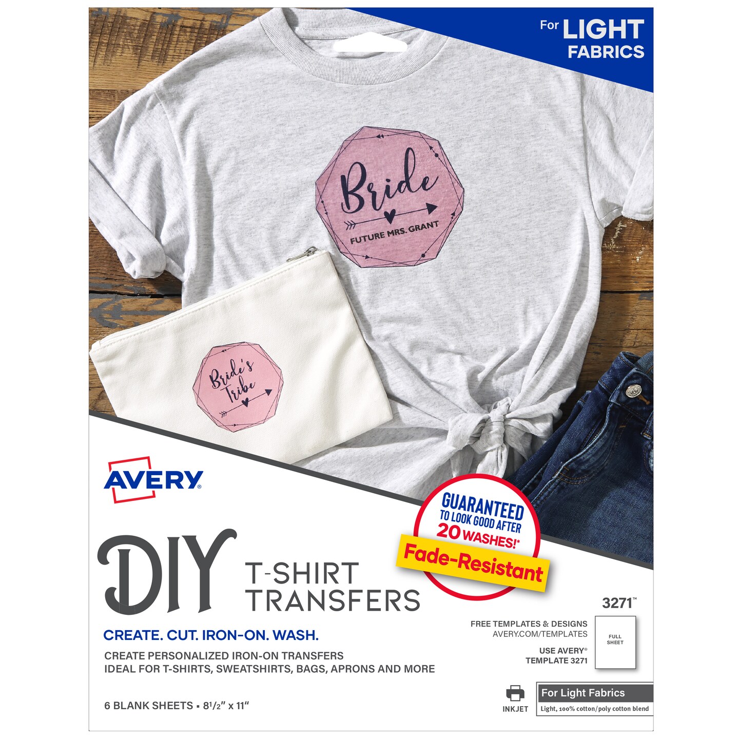 Avery Dark Transfer Paper for T-Shirts, 3 inch Diameter Pre Die-Cut Iron-On Circle Transfers, Print-to-the-Edge, 3 Sheets of Heat Transfer Paper, 18