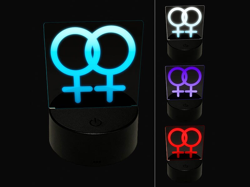 Doubled Female Sign Lesbian Gender Symbol 3D Illusion LED Night Light Sign Nightstand Desk Lamp