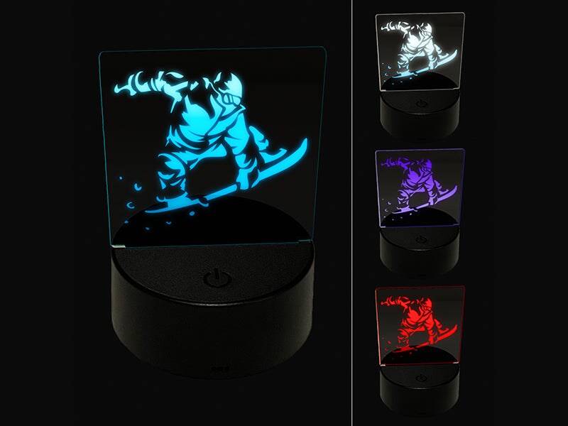 Snowboarder Jumping Flying Through Air 3D Illusion LED Night Light Sign Nightstand Desk Lamp