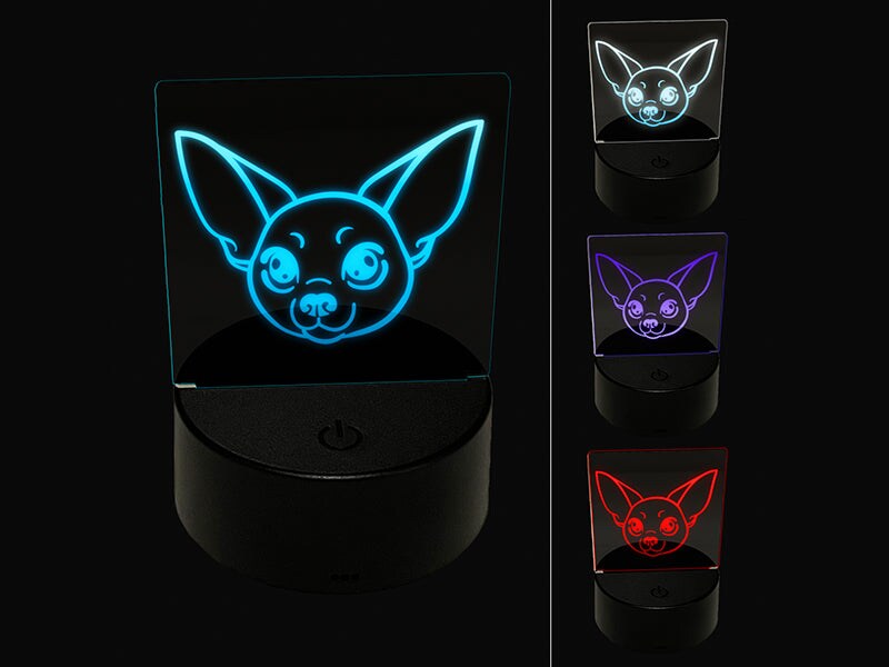 Sniggle Sloth Chihuahua Dog Head 3D Illusion LED Night Light Sign  Nightstand Desk Lamp