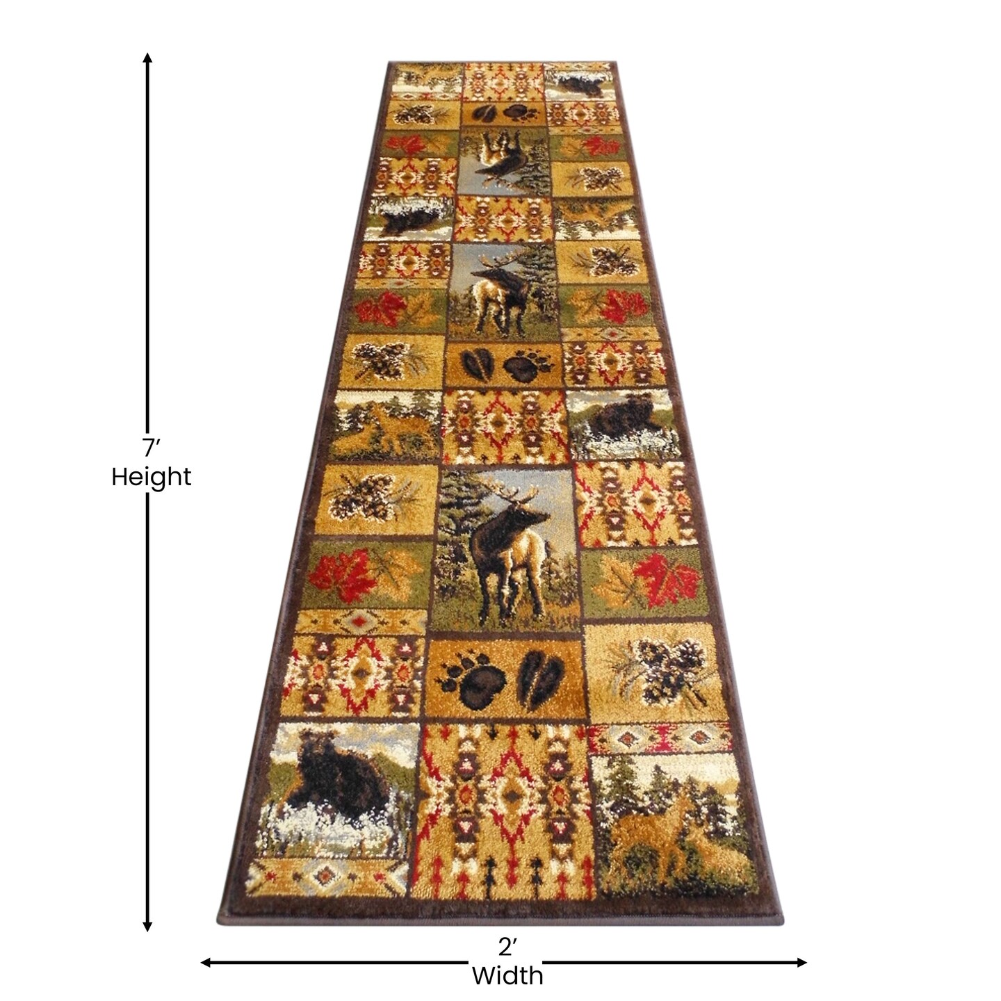 Masada Rugs Wildlife Bear and Elk Scene Area Rug